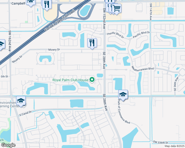 map of restaurants, bars, coffee shops, grocery stores, and more near 2625 Southeast 5th Court in Homestead