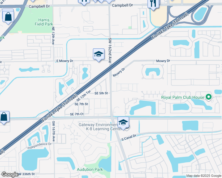 map of restaurants, bars, coffee shops, grocery stores, and more near 409 Southeast 17th Avenue in Homestead
