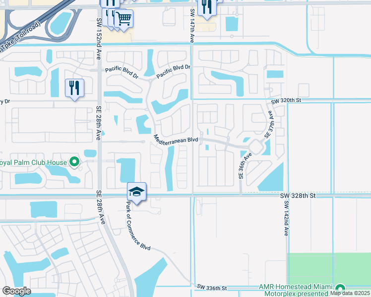 map of restaurants, bars, coffee shops, grocery stores, and more near 3223 Southeast 4th Street in Homestead