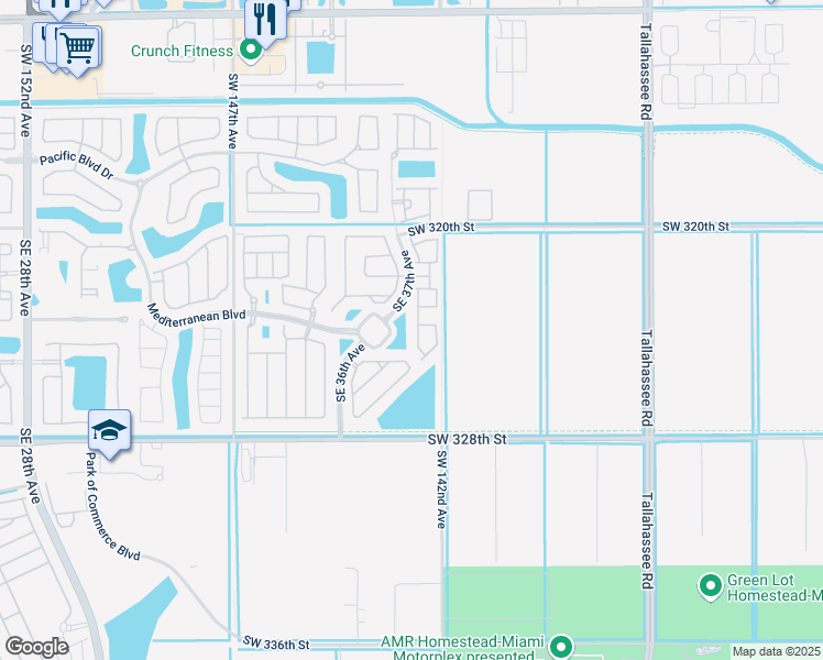 map of restaurants, bars, coffee shops, grocery stores, and more near 344 Southeast 37th Terrace in Homestead