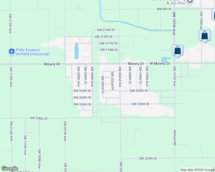 map of restaurants, bars, coffee shops, grocery stores, and more near 20306 Southwest 323rd Street in Homestead