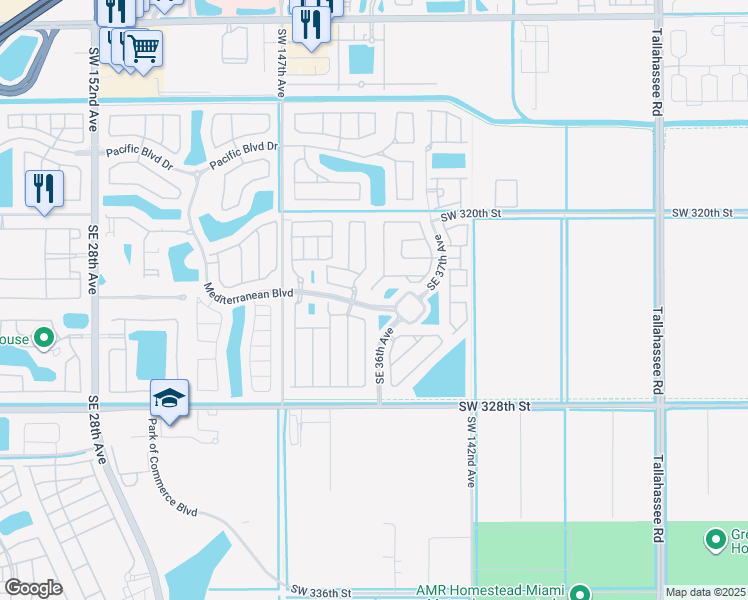 map of restaurants, bars, coffee shops, grocery stores, and more near 239 Southeast 36th Avenue in Homestead