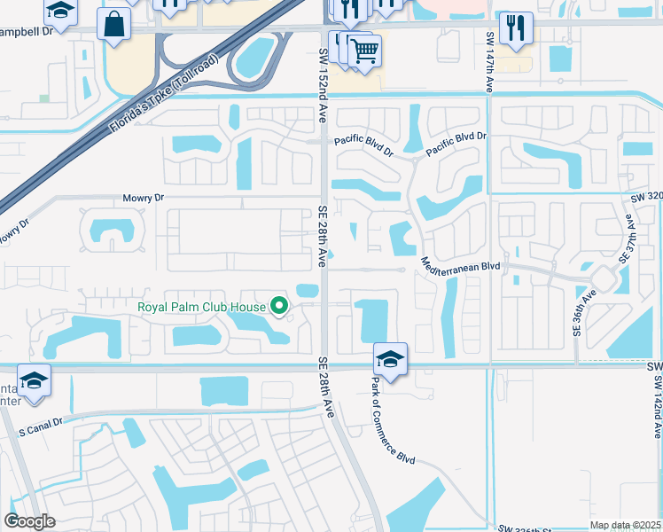 map of restaurants, bars, coffee shops, grocery stores, and more near 2811 Southeast 3rd Street in Homestead