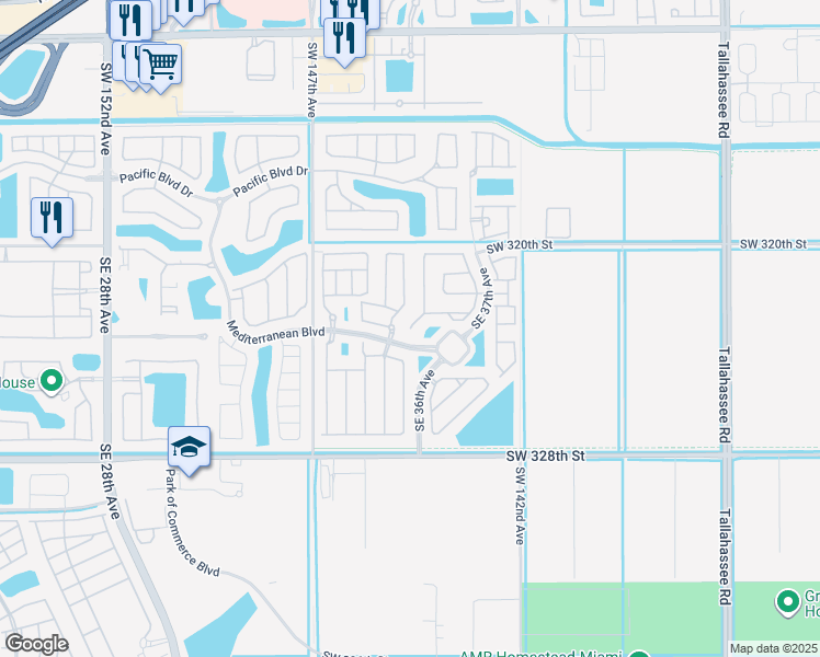 map of restaurants, bars, coffee shops, grocery stores, and more near 516 Southeast 36th Avenue in Homestead