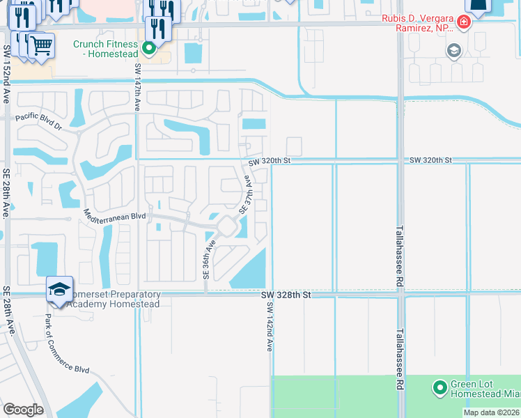map of restaurants, bars, coffee shops, grocery stores, and more near 3749 Southeast 3 Court in Homestead