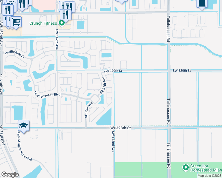 map of restaurants, bars, coffee shops, grocery stores, and more near 344 Southeast 37th Terrace in Homestead