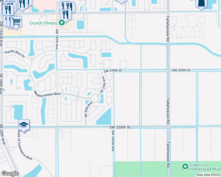 map of restaurants, bars, coffee shops, grocery stores, and more near 344 Southeast 37th Terrace in Homestead