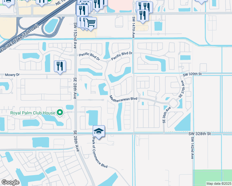 map of restaurants, bars, coffee shops, grocery stores, and more near 277 Southeast 31st Avenue in Homestead