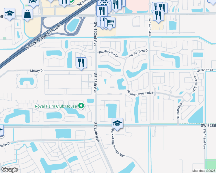 map of restaurants, bars, coffee shops, grocery stores, and more near 208 Southeast 29th Avenue in Homestead