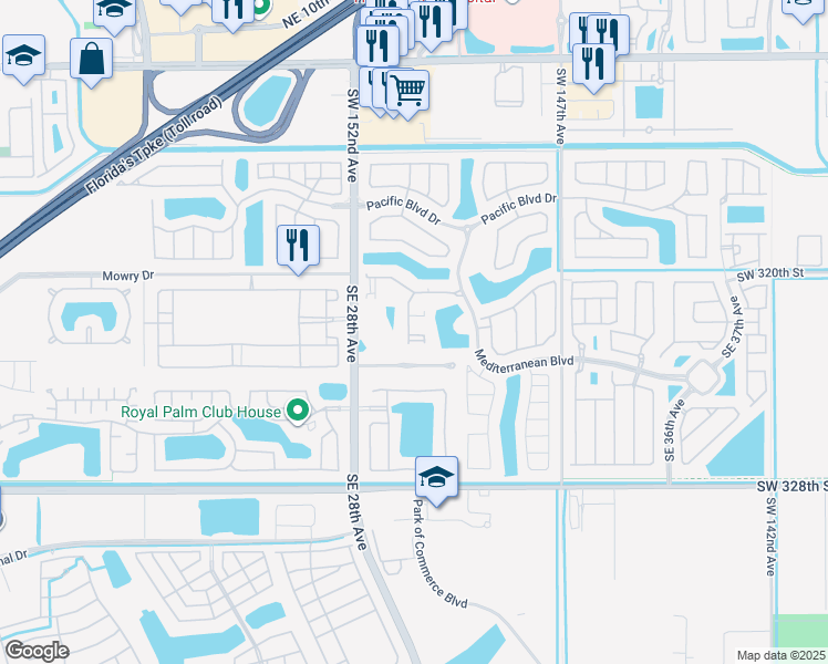 map of restaurants, bars, coffee shops, grocery stores, and more near 208 Southeast 29th Avenue in Homestead
