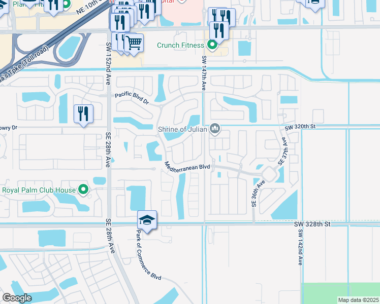 map of restaurants, bars, coffee shops, grocery stores, and more near 254 Southeast 31st Terrace in Homestead