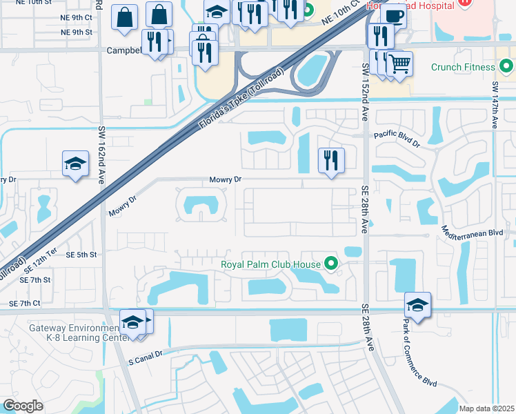 map of restaurants, bars, coffee shops, grocery stores, and more near 167 Southeast 24th Avenue in Homestead