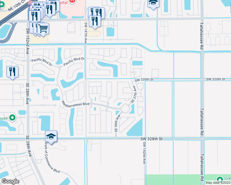 map of restaurants, bars, coffee shops, grocery stores, and more near 164 Northeast 36th Terrace in Homestead
