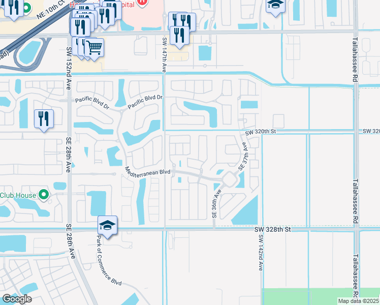 map of restaurants, bars, coffee shops, grocery stores, and more near 185 Southeast 34th Terrace in Homestead