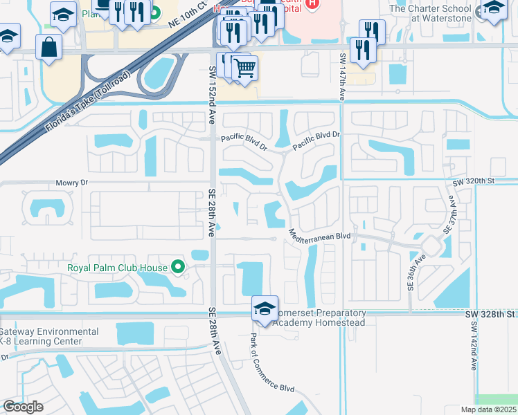 map of restaurants, bars, coffee shops, grocery stores, and more near 205 Southeast 29th Terrace in Homestead