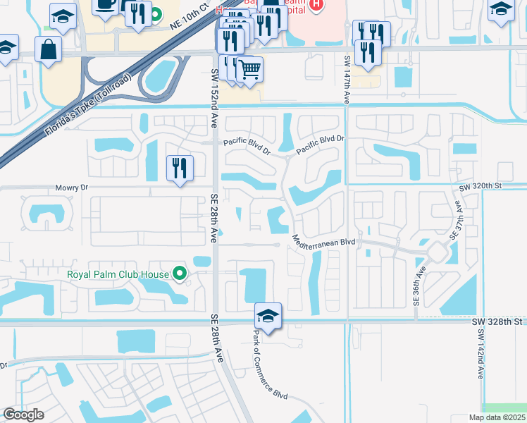 map of restaurants, bars, coffee shops, grocery stores, and more near 205 Southeast 29th Terrace in Homestead