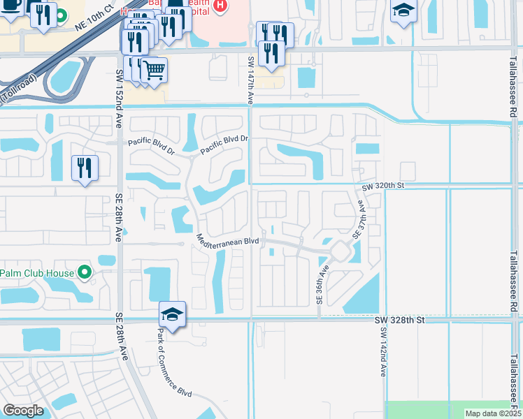 map of restaurants, bars, coffee shops, grocery stores, and more near 187 Southeast 33rd Place in Homestead