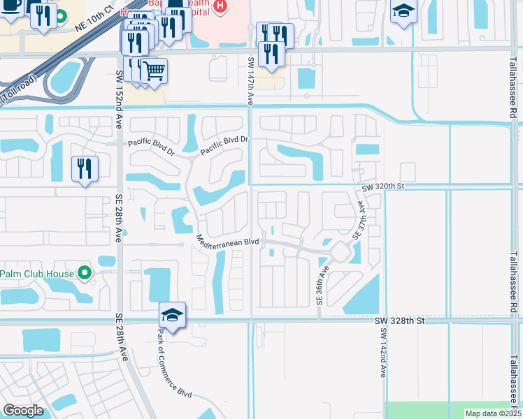 map of restaurants, bars, coffee shops, grocery stores, and more near 187 Southeast 33rd Place in Homestead