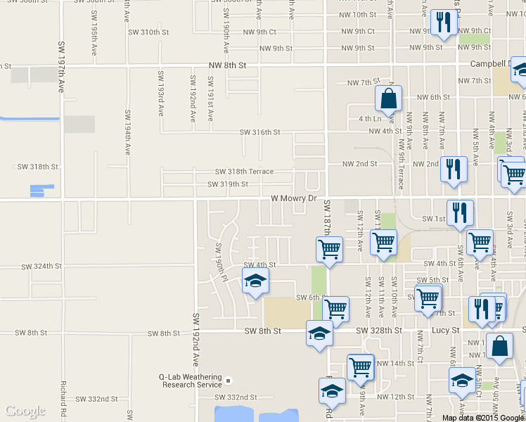 map of restaurants, bars, coffee shops, grocery stores, and more near 149 Southwest 16th Avenue in Homestead