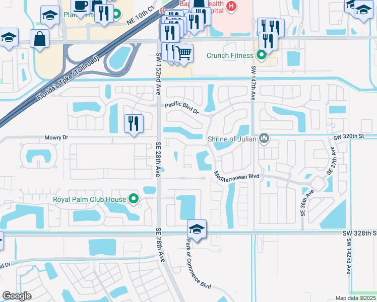 map of restaurants, bars, coffee shops, grocery stores, and more near 205 Southeast 29th Terrace in Homestead