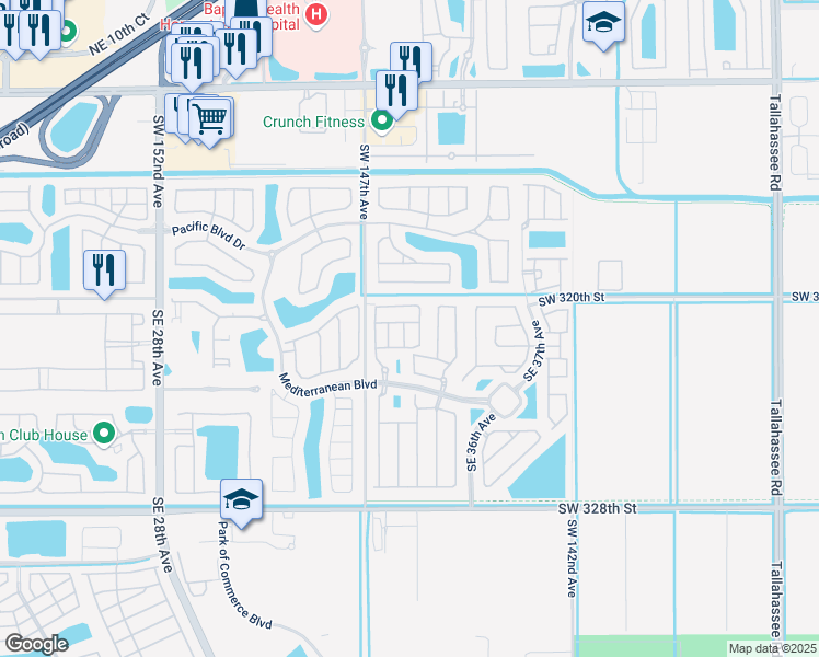 map of restaurants, bars, coffee shops, grocery stores, and more near 187 Southeast 33rd Place in Homestead