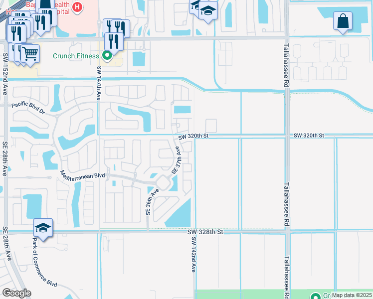 map of restaurants, bars, coffee shops, grocery stores, and more near 344 Southeast 37th Terrace in Homestead