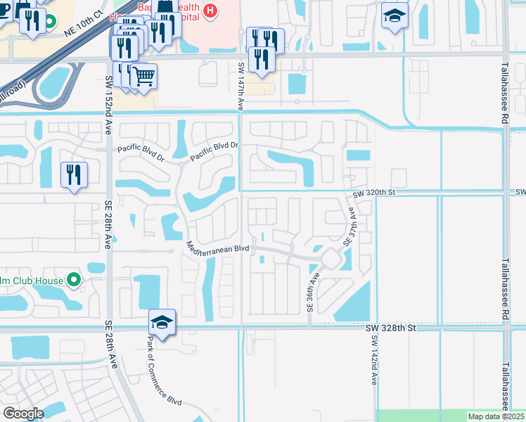 map of restaurants, bars, coffee shops, grocery stores, and more near 187 Southeast 33rd Place in Homestead