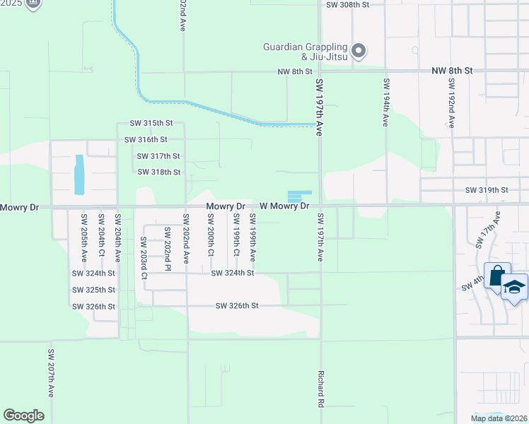 map of restaurants, bars, coffee shops, grocery stores, and more near 19801 Southwest 320th Street in Homestead