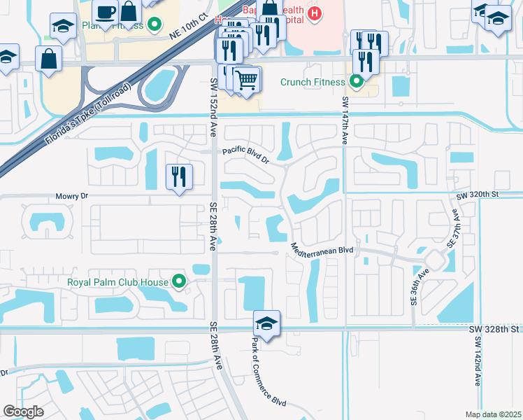 map of restaurants, bars, coffee shops, grocery stores, and more near 2935 Southeast 1st Drive in Homestead