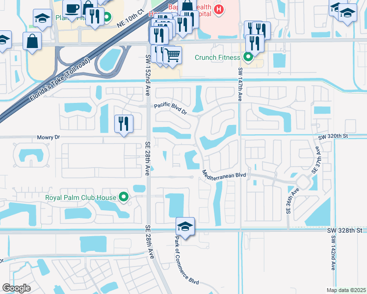 map of restaurants, bars, coffee shops, grocery stores, and more near 2935 Southeast 1st Drive in Homestead