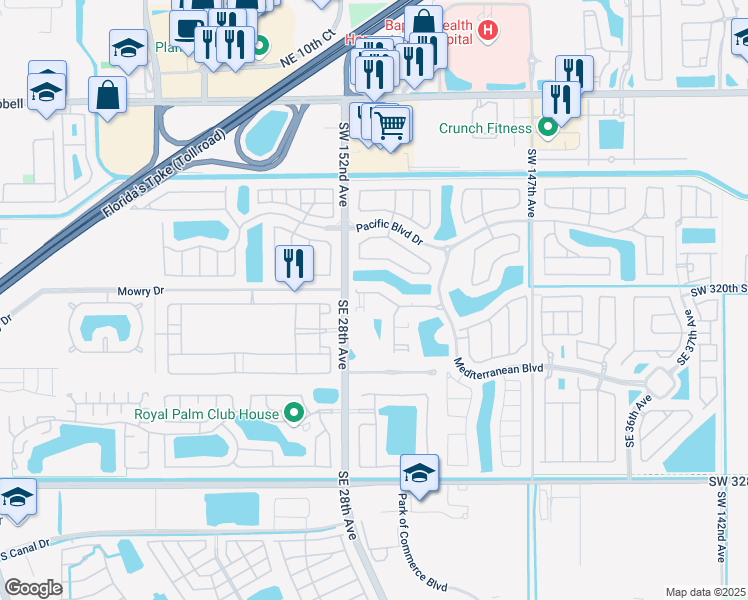 map of restaurants, bars, coffee shops, grocery stores, and more near 152 Southeast 29th Avenue in Homestead