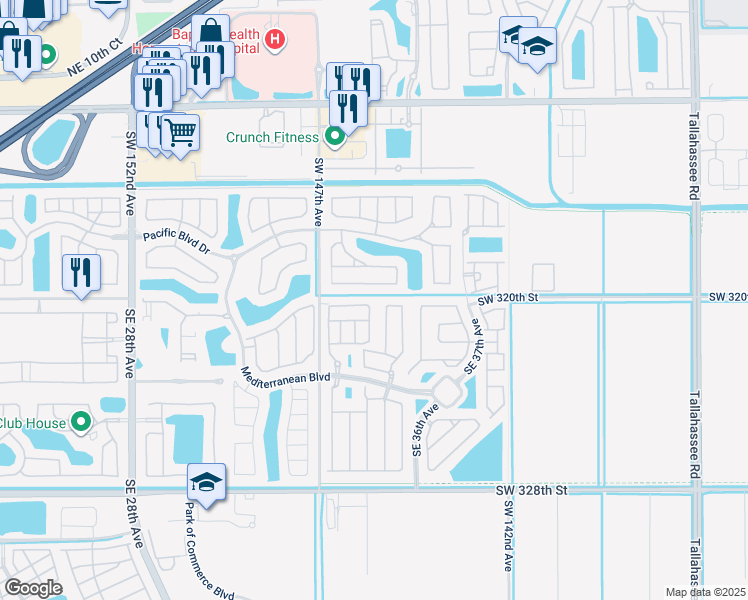 map of restaurants, bars, coffee shops, grocery stores, and more near 106 Southeast 32nd Terrace in Homestead