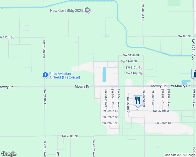 map of restaurants, bars, coffee shops, grocery stores, and more near 20651 Southwest 320th Street in Homestead