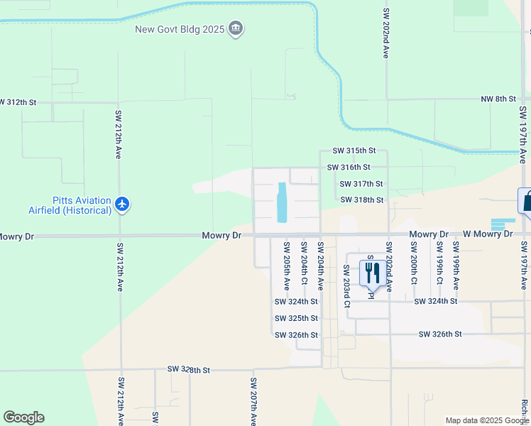 map of restaurants, bars, coffee shops, grocery stores, and more near 20651 Southwest 320th Street in Homestead