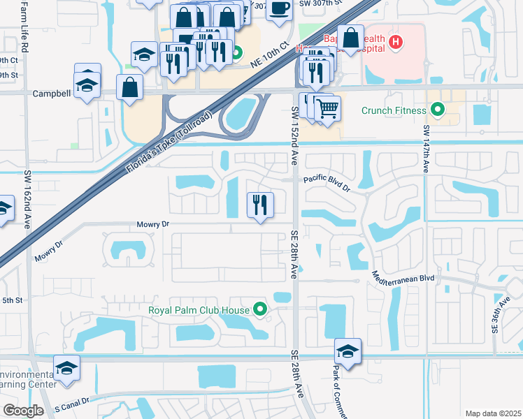 map of restaurants, bars, coffee shops, grocery stores, and more near 139 Northeast 26th Avenue in Homestead