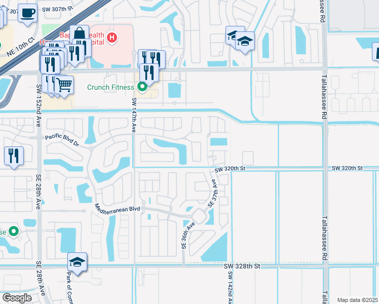 map of restaurants, bars, coffee shops, grocery stores, and more near 196 Northeast 36th Avenue Road in Homestead