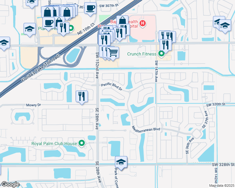 map of restaurants, bars, coffee shops, grocery stores, and more near 2944 Northeast 2nd Drive in Homestead