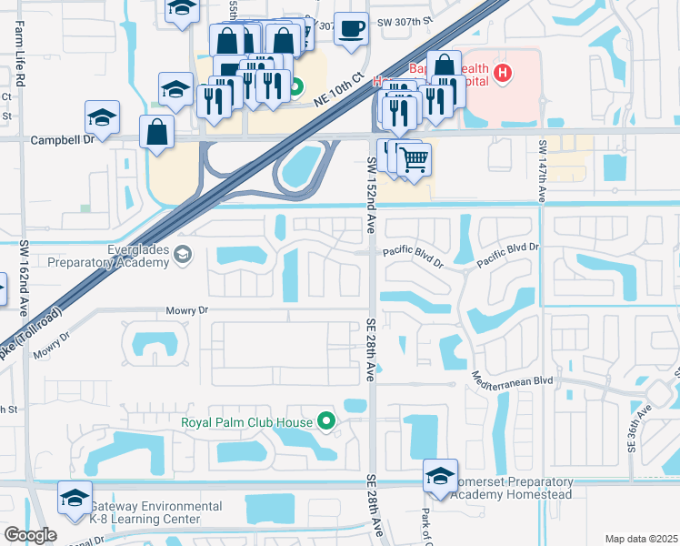 map of restaurants, bars, coffee shops, grocery stores, and more near 137 Northeast 27th Avenue in Homestead