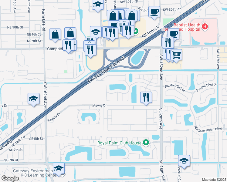 map of restaurants, bars, coffee shops, grocery stores, and more near 164 Northeast 24th Avenue in Homestead