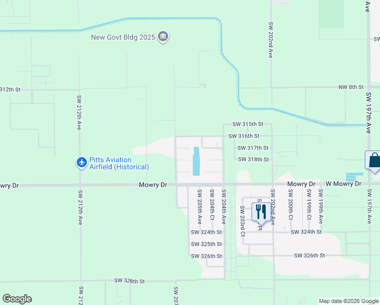 map of restaurants, bars, coffee shops, grocery stores, and more near 20573 Southwest 318th Street in Homestead