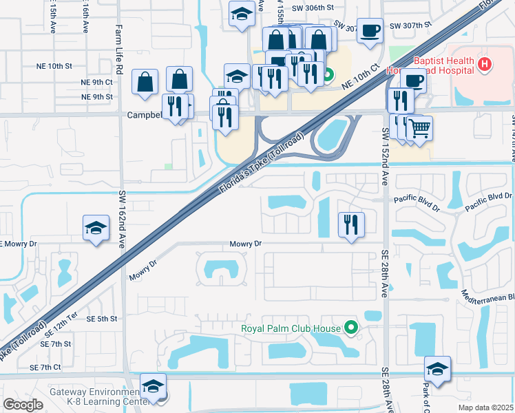 map of restaurants, bars, coffee shops, grocery stores, and more near 164 Northeast 24th Avenue in Homestead