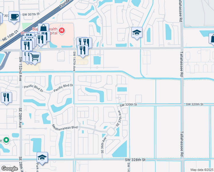 map of restaurants, bars, coffee shops, grocery stores, and more near 338 Northeast 36th Avenue Road in Homestead