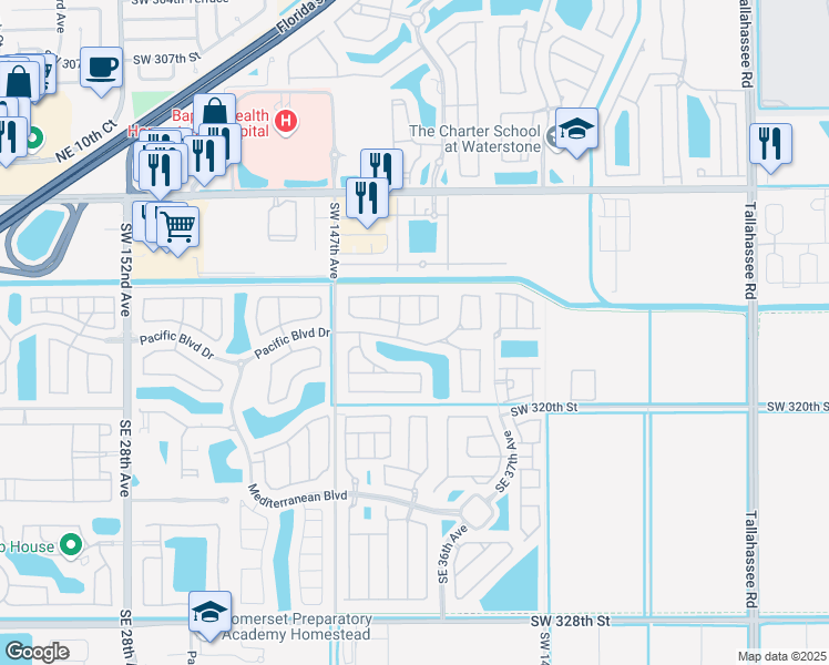 map of restaurants, bars, coffee shops, grocery stores, and more near 3488 Northeast 3rd Drive in Homestead