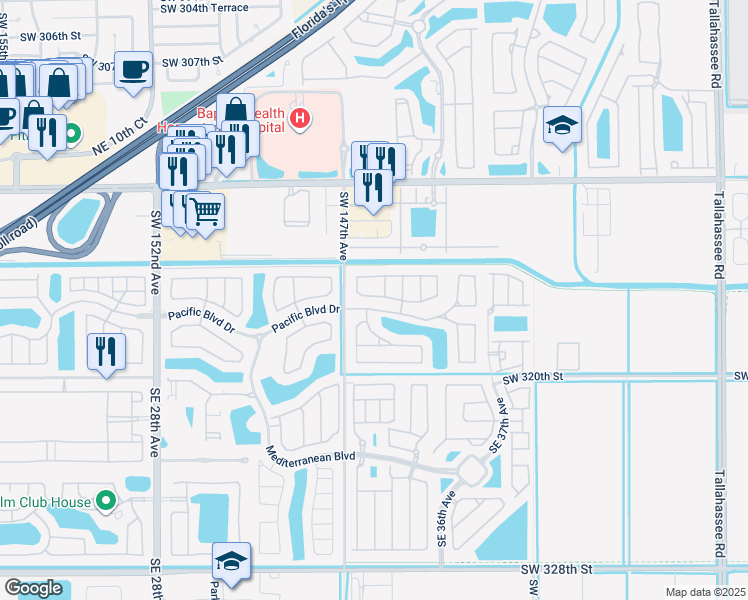 map of restaurants, bars, coffee shops, grocery stores, and more near 3374 Northeast 3rd Drive in Homestead
