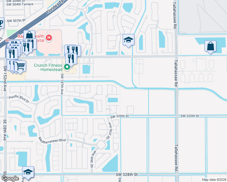 map of restaurants, bars, coffee shops, grocery stores, and more near 339 Northeast 37th Terrace in Homestead