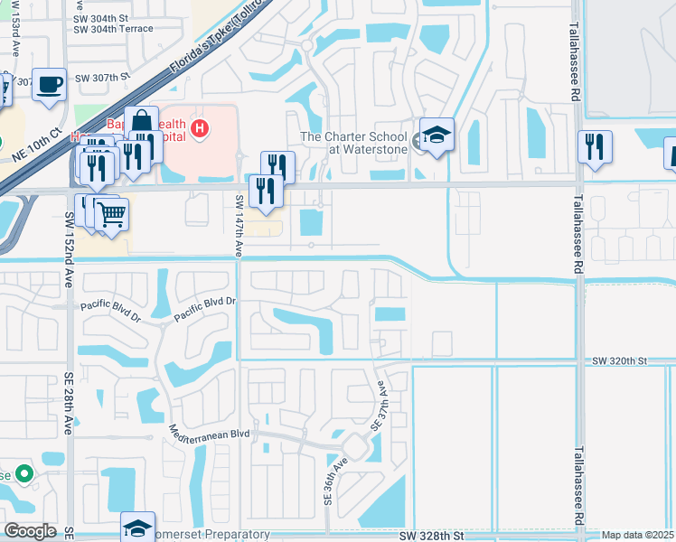 map of restaurants, bars, coffee shops, grocery stores, and more near 398 Northeast 36th Avenue Road in Homestead