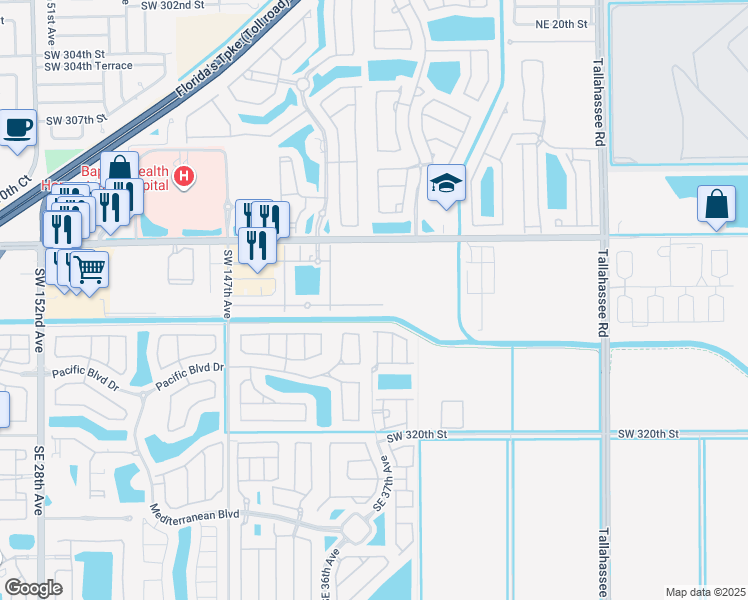 map of restaurants, bars, coffee shops, grocery stores, and more near 3520 Northeast 5th Street in Homestead