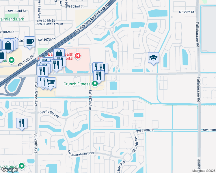 map of restaurants, bars, coffee shops, grocery stores, and more near 561 Northeast 33rd Terrace in Homestead