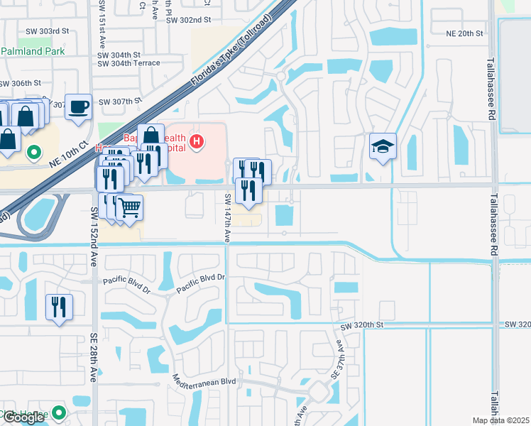 map of restaurants, bars, coffee shops, grocery stores, and more near 561 Northeast 33rd Terrace in Homestead