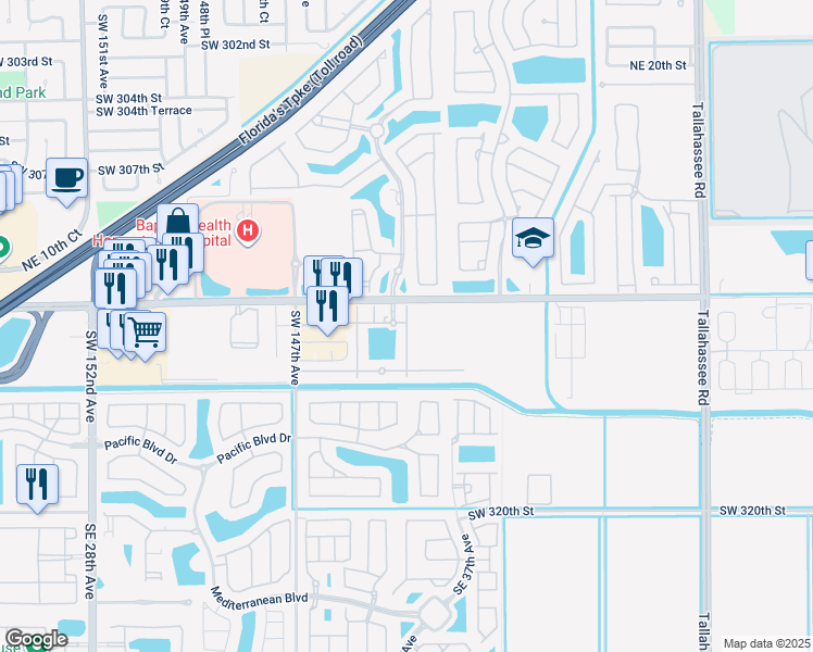 map of restaurants, bars, coffee shops, grocery stores, and more near 678 Northeast 35th Avenue in Homestead